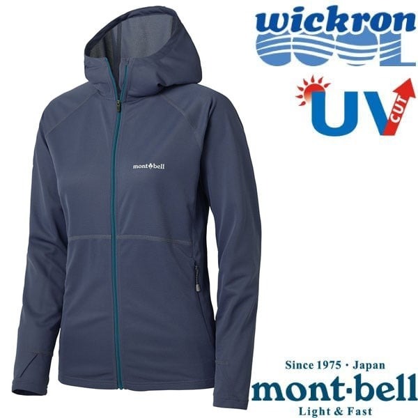 防曬必備【mont-bell】女COOL FULL-ZIP HOODIE 抗UV連帽外套.防曬外套/1114637 DGY 深灰✿30E010
